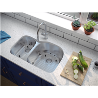 Pelican PL-VS3070 16G Stainless Steel Double Bowl Undermount Kitchen Sink 31-1/2'' x 20-1/2''